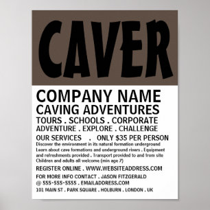 Modern Bold, Caving Adventure Advertising Poster