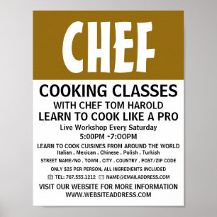 Modern Bold, Chef, Cooking Classes Advertising Poster