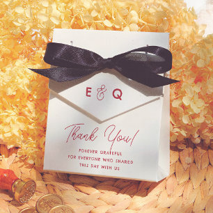Modern Bold Cherry Red Retro Wedding Thank You Favor Box