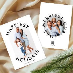 Modern Bold Christmas Script Elegant Two Photo Holiday Card