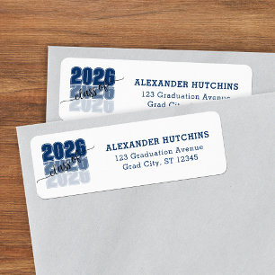 Modern Bold Class 2026 Blue Grad Return Address