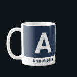 Modern bold colorblock navy blue personalized name coffee mug<br><div class="desc">Modern bold colorblock navy blue personalized name. With space for initials and name. Colours can be changed.</div>