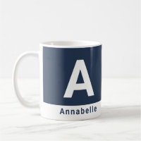 Modern bold colorblock navy blue personalized name