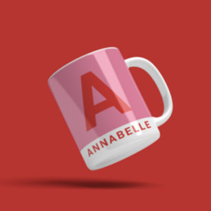 Modern bold colorblock pink personalized name coff coffee mug