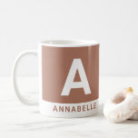 Modern bold colorblock terracotta personalized coffee mug<br><div class="desc">Modern bold colorblock girly terracotta personalized name. With space for initials and name. Colours can be changed.</div>