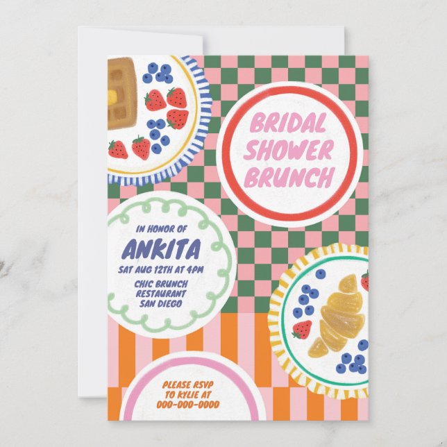 Modern Bold & Colourful Bridal Shower Brunch  Invitation (Front)