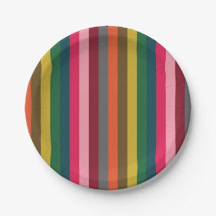 Modern Bold Colourful Stripe Patter Paper Plate