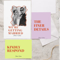 modern Bold Colourful Wavy funky retro Wedding