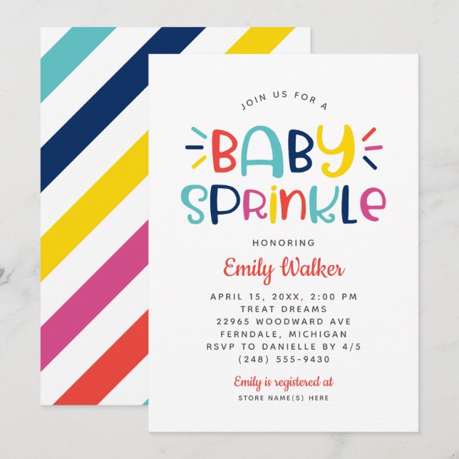 Modern Bold Colours Baby Sprinkle Shower Invitation (Front/Back)