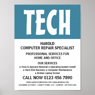 Modern Bold Computer Repair Specialist Advertising Poster