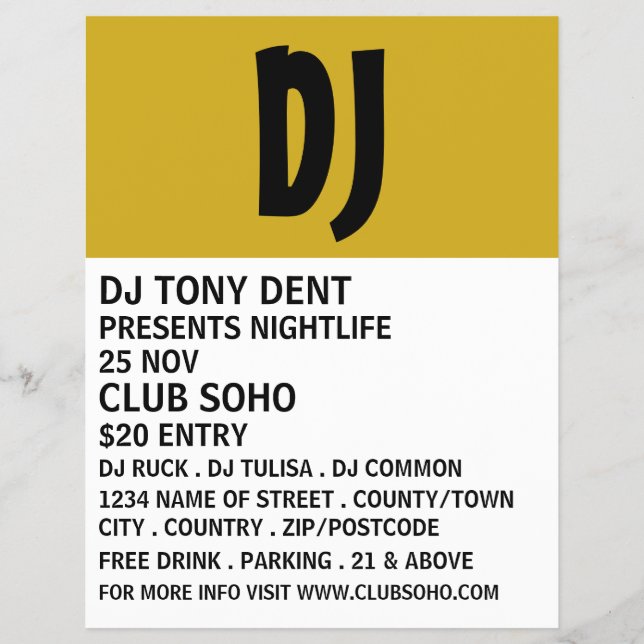 Modern Bold, DJ, Club Event Advertising Flyer (Front)