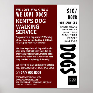 Modern Bold, Dog Walker Service Advertising Poster