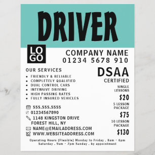 Modern Bold Driving School, Instructor Advertising Flyer