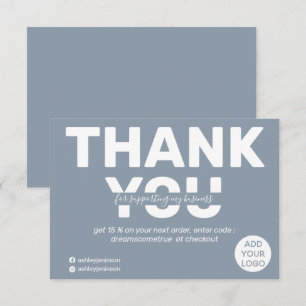 Modern bold dusty blue order thank you card