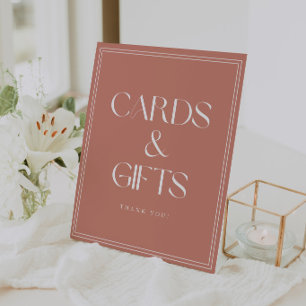 Modern Bold Dusty Rose Wedding "Cards & Gifts" Pedestal Sign