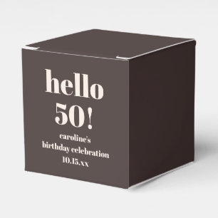 Modern Bold Earthy Brown 50th Birthday Custom Favor Box