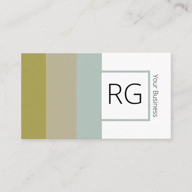 Modern Bold Earthy Tones Monogrammed Personalized Business Card (Front)