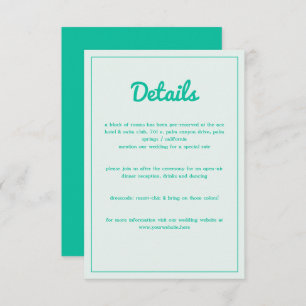 Modern Bold Emerald Mint Green Retro Vibes Wedding Enclosure Card