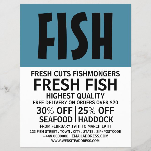 Modern Bold, Fishmonger/Wife, Fish Market Flyer (Front)