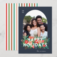 Modern Bold Floral Happy Holidays Arch Photo