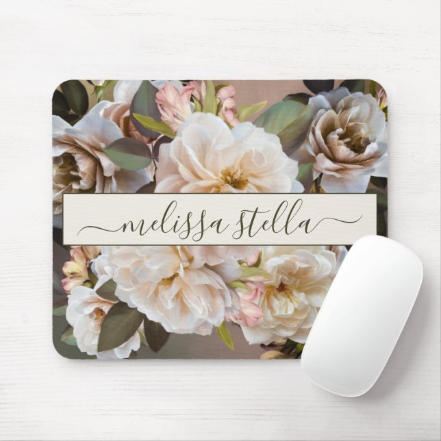 Modern Bold Floral Magnolia | Girly Gift Mouse Pad (With Mouse)
