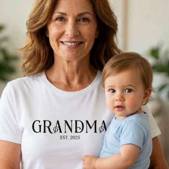 Modern Bold Font Established Grandma  T-Shirt (Creator Uploaded)