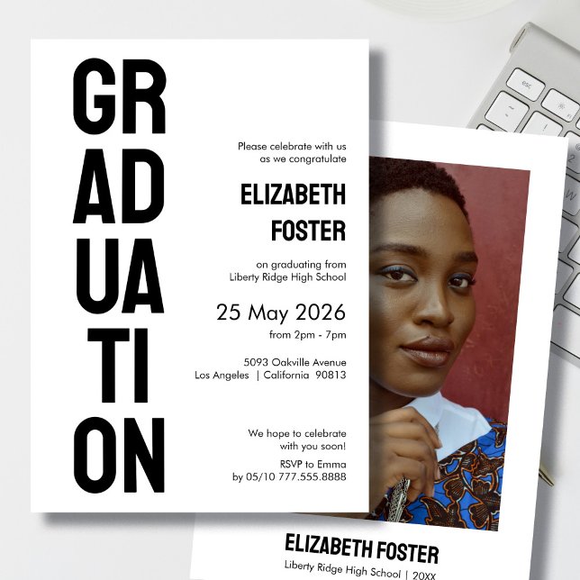 Modern bold font graduation Invitation (Creator Uploaded)