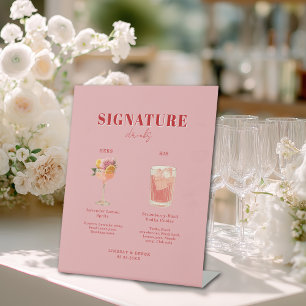 Modern Bold Font His & Hers Drinks Wedding Pedestal Sign
