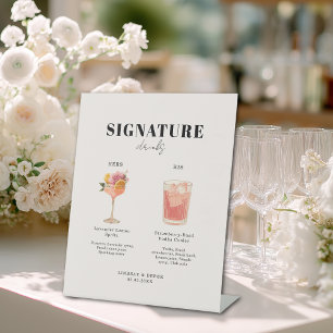 Modern Bold Font His & Hers Drinks Wedding Pedestal Sign