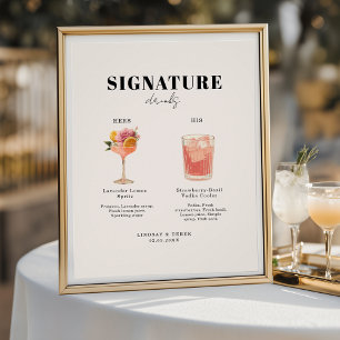 Modern Bold Font His & Hers Drinks Wedding Poster