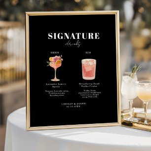 Modern Bold Font His & Hers Drinks Wedding Poster