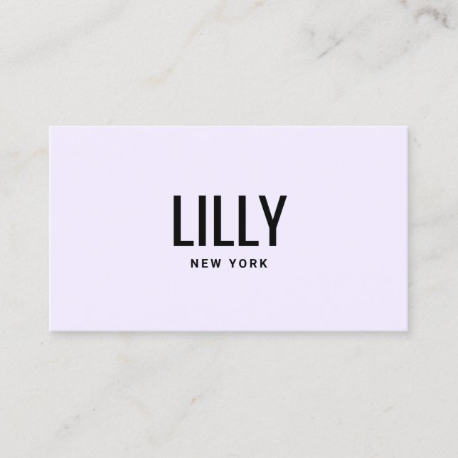 Modern Bold Font Lavender Business Card (Front)