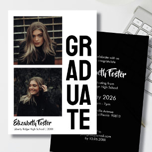 Modern bold font simple graduation Invitation