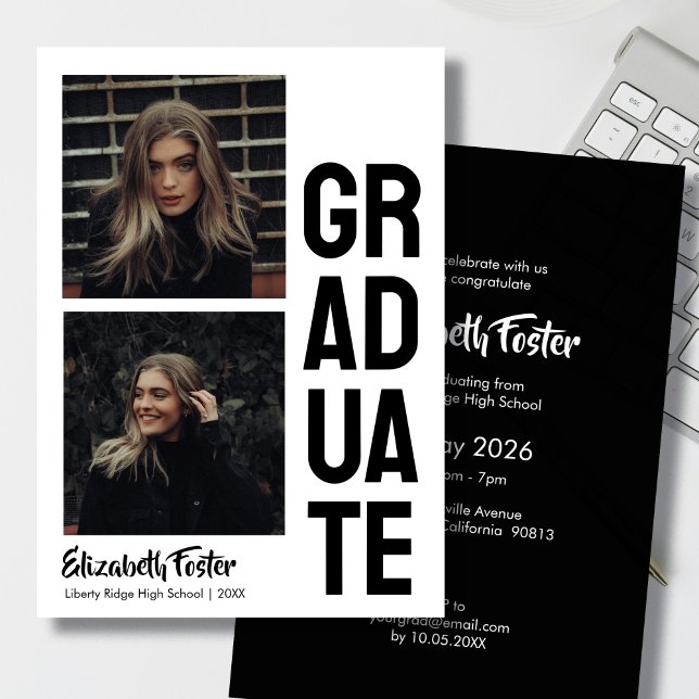 Modern bold font simple graduation Invitation (Creator Uploaded)