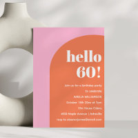 Modern Bold Geometric Pink Orange 60th Birthday