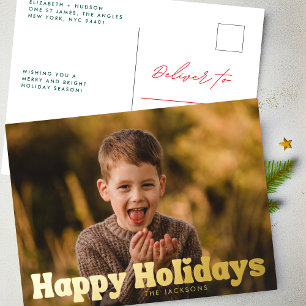 modern bold gold Happy Holidays photo christmas Foil Holiday Postcard