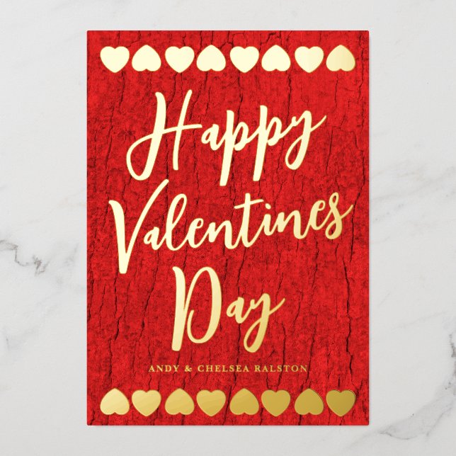 Modern Bold Gold Happy Valentine's Day Photo Card (Front)