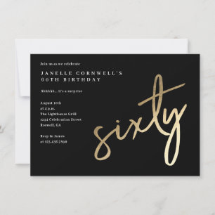 Modern Bold Gold Type 60th Birthday Invitation