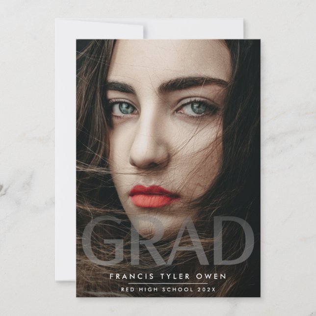 Modern BOLD GRAD Fade Photo Class of Announcement (Front)