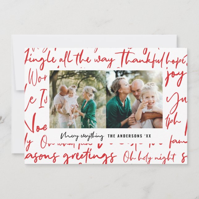 Modern bold graphic christmas photo holiday card (Front)