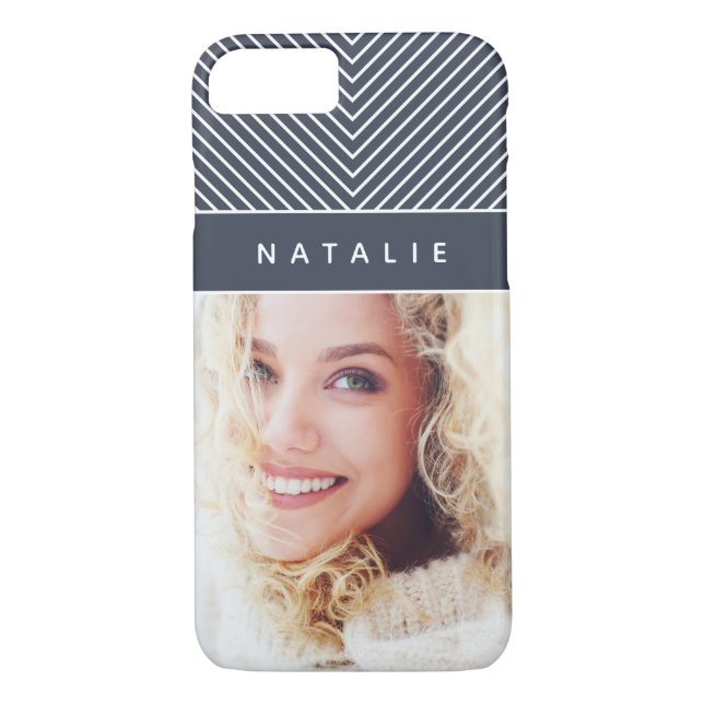 Modern, bold, graphic geometric stripe personalize Case-Mate iPhone case (Back)