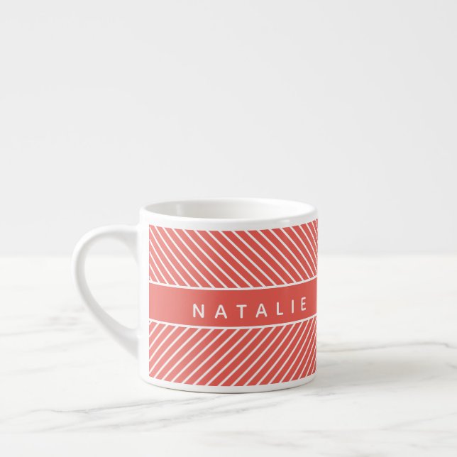 Modern, bold, graphic geometric stripe personalize espresso cup (Left)
