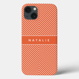 Modern bold, graphic geometric stripe personalized iPhone 13 case