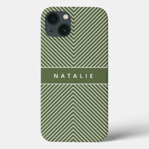 Modern bold, graphic geometric stripe personalized iPhone 13 case