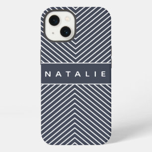 Modern bold, graphic geometric stripe personalized iPhone 13 case