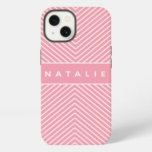 Modern bold, graphic geometric stripe personalized iPhone 13 case