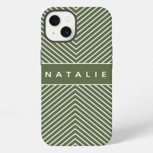Modern bold, graphic geometric stripe personalized iPhone 13 case