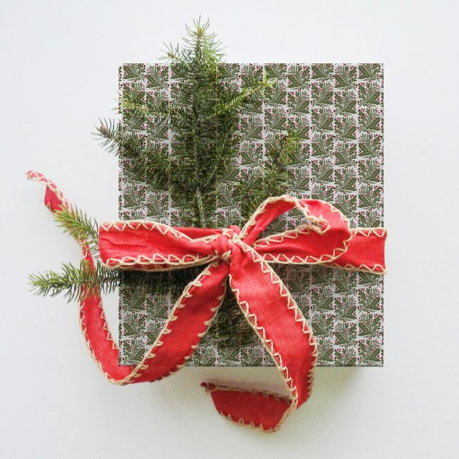 Modern bold graphic holiday holly wrapping paper (Creator Uploaded)