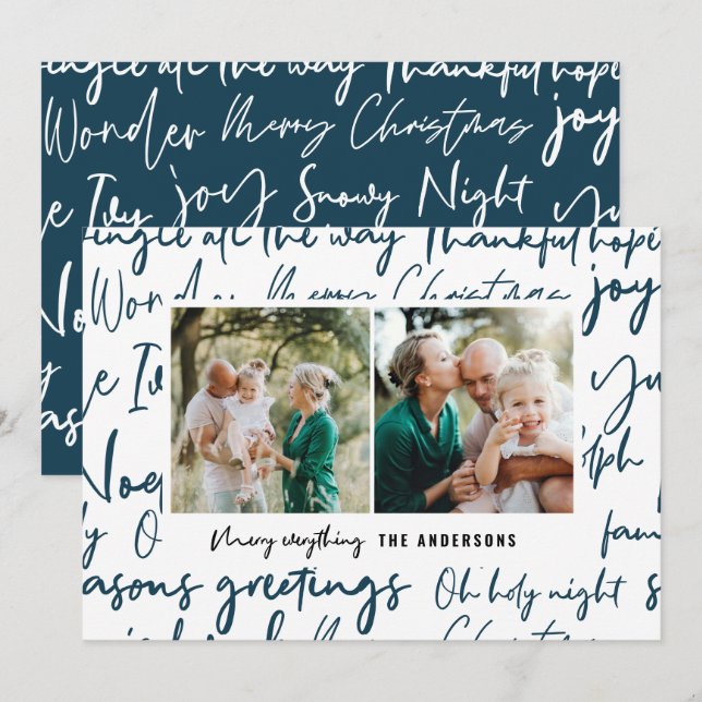 Modern bold graphic typography christmas photo holiday card (Front/Back)