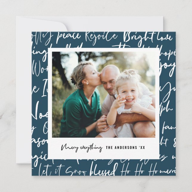 Modern bold graphic typography christmas photo holiday card (Front)